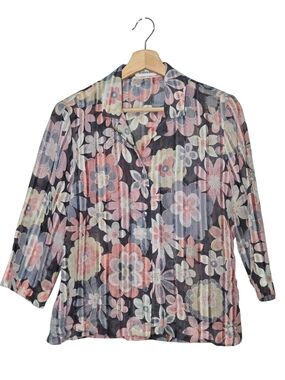 Steilmann Sheer  Floral Button-Front Women's Top Size  Small